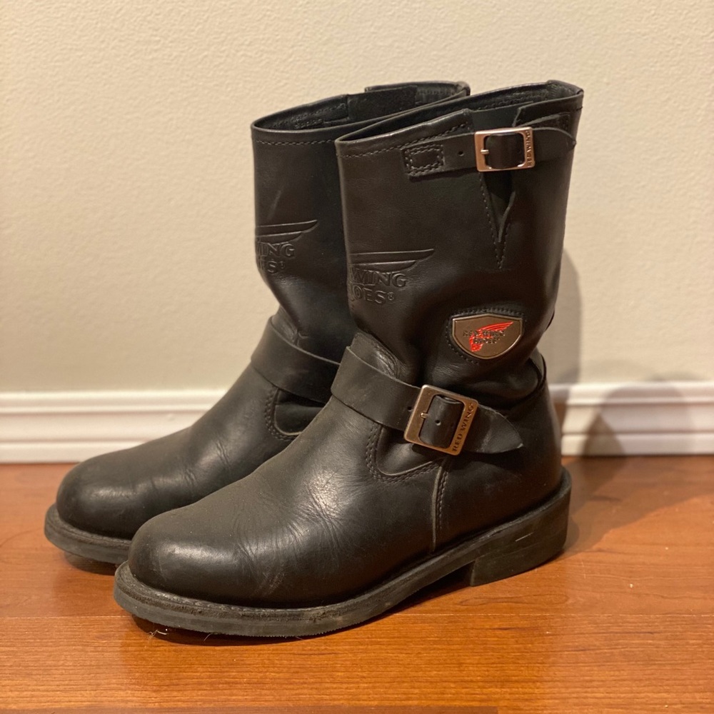 Redwing engineer boots.